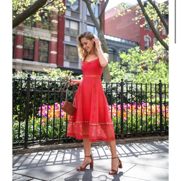 Maje Dresses & Skirts - Coral Maje Grommet Midi Dress